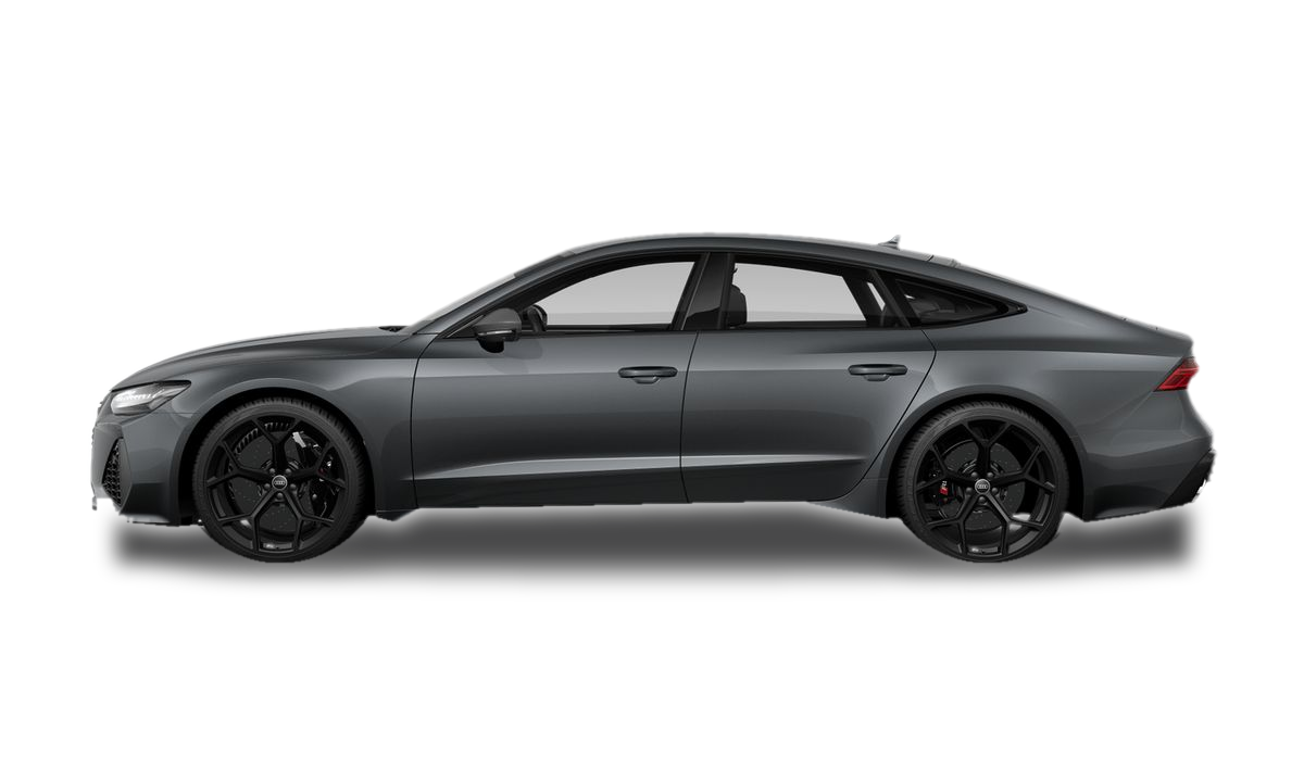 Grafitszürke Audi RS7 oldalnézetből — a görgetés végére makulátlanra polírozva